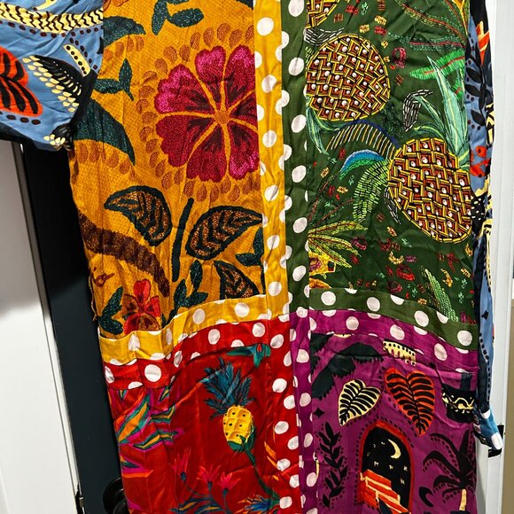 FARM RIO NWOT Earth Rainbow Long Sleeve Dress - Picture 3 of 6